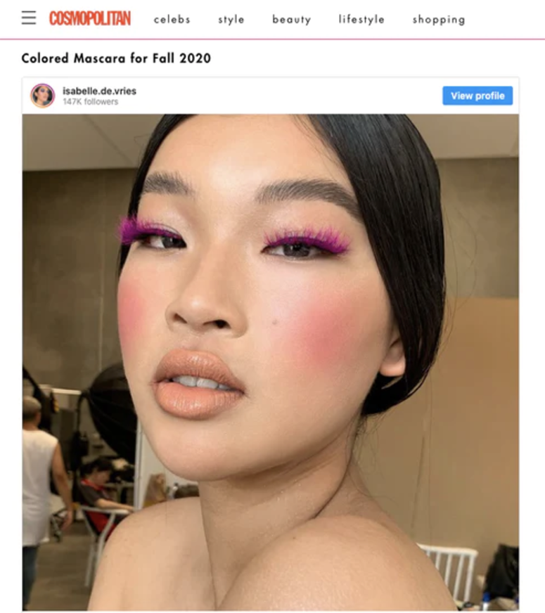 Colored Mascara looks for Cosmopolitan 2020