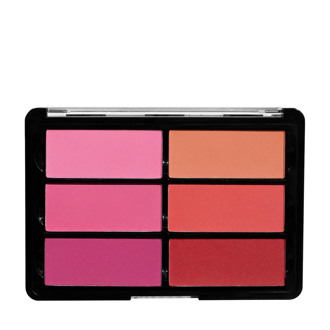 Viseart Rose Coral Blush Palette open to reveal six matte rose and coral powder shades.