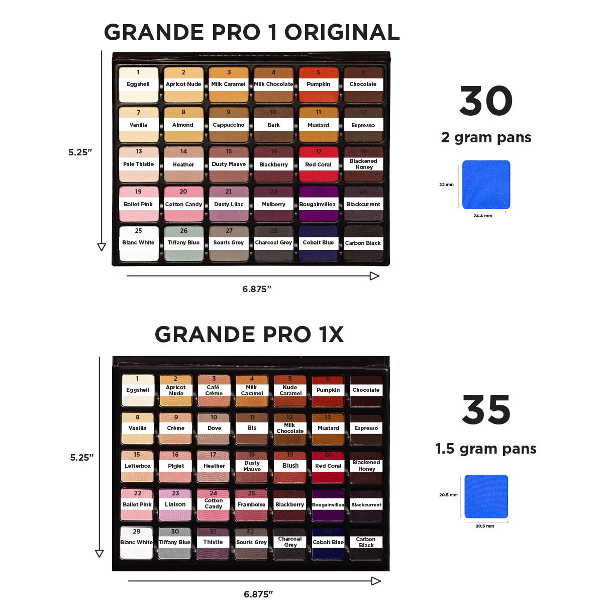 Viseart Paris Grande Pro 1x Eyeshadow Palette Dimensions